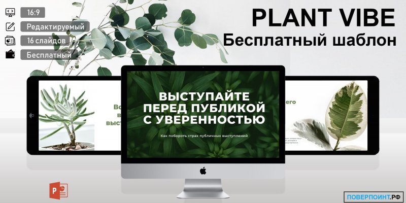 PLANT VIBE - простой воодушевляющий шаблон для Power Point