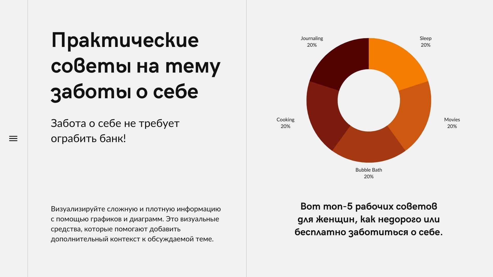 Personal care - градиентная оранжевая и фиолетовая градиентная готовая презентация об уходе за собой для Power Point